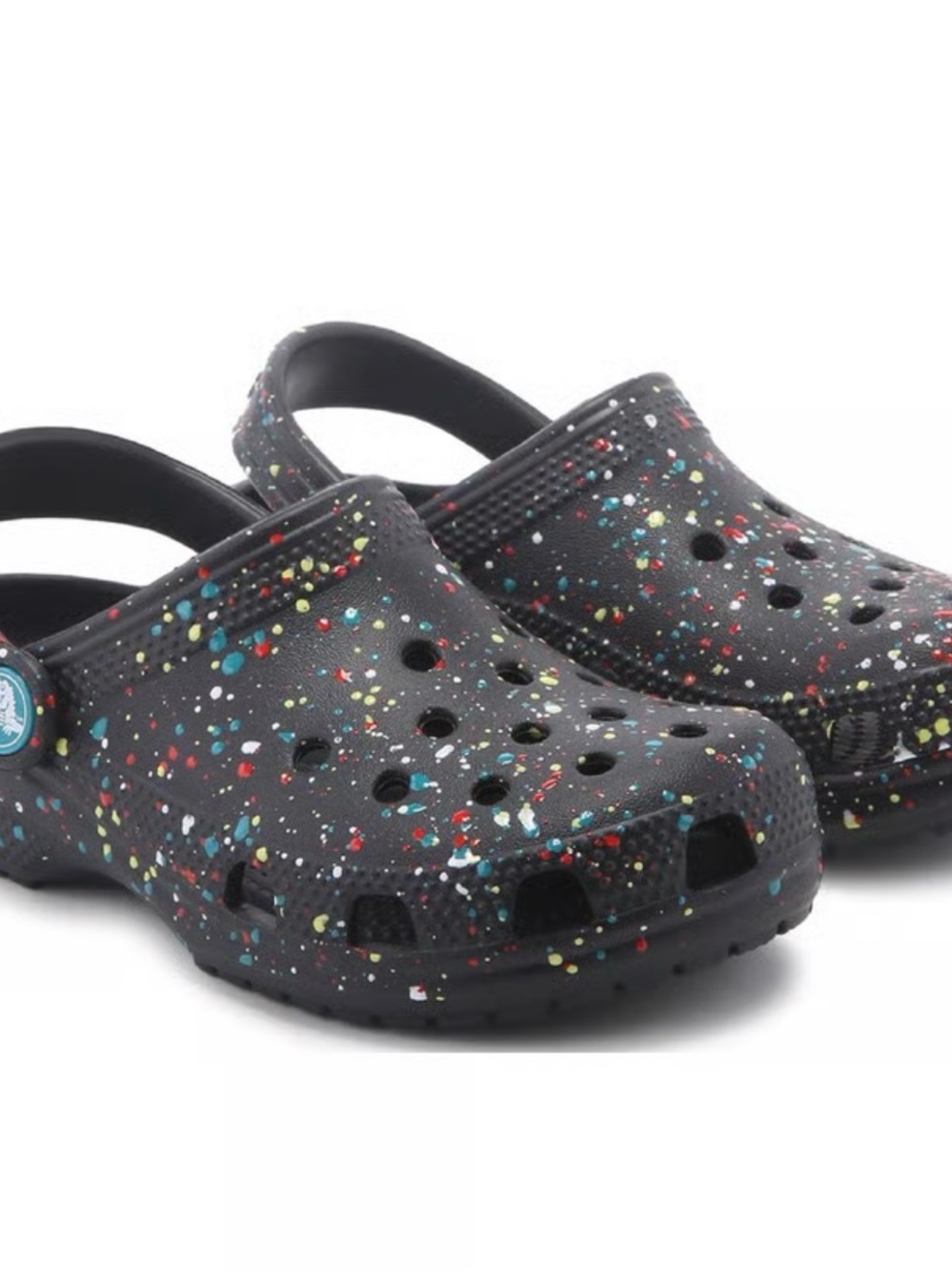 CROCS Kids Black Multicolor Paint-Splatter Clogs